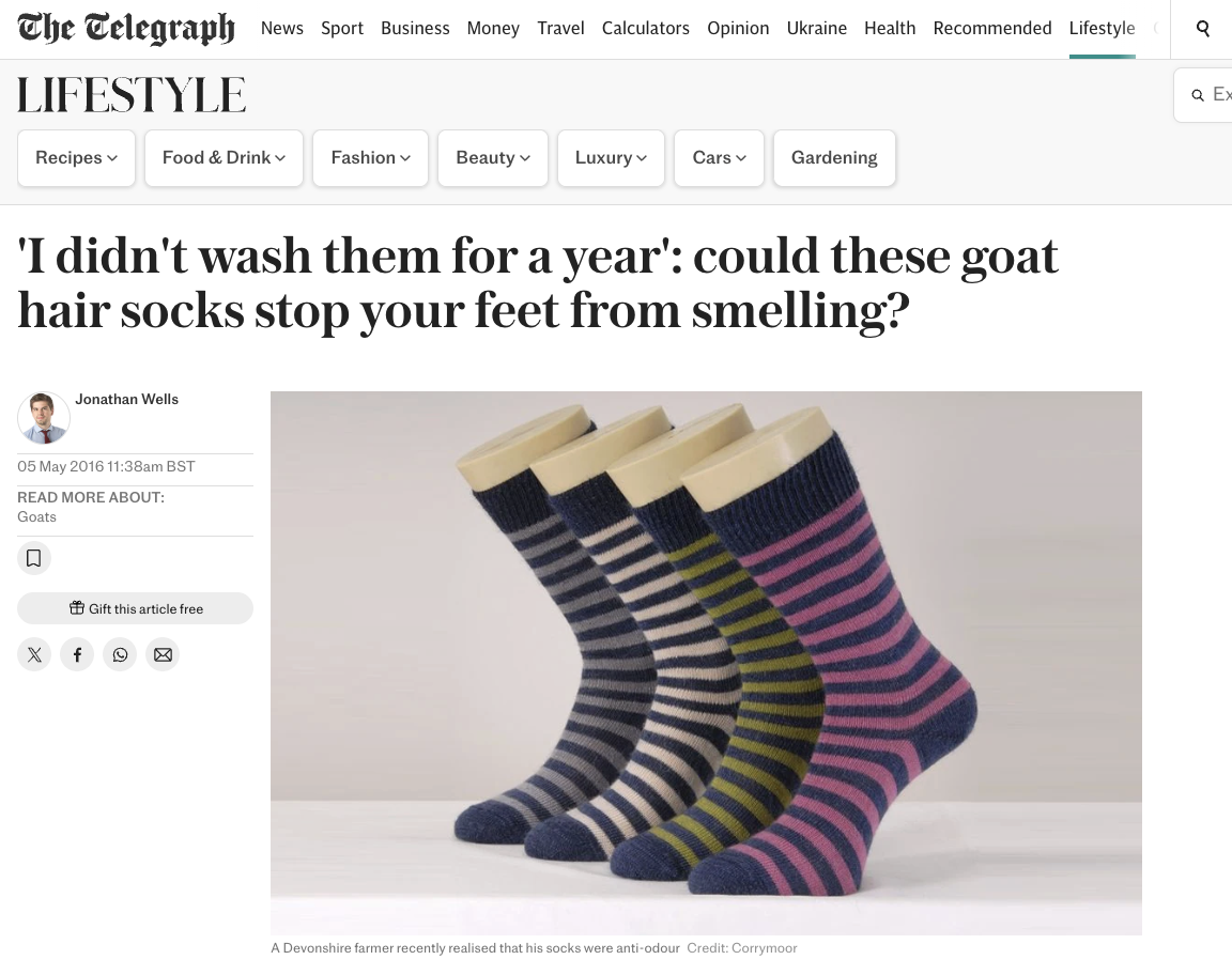 The Telegraph article on Corrymoor goat-hair socks.